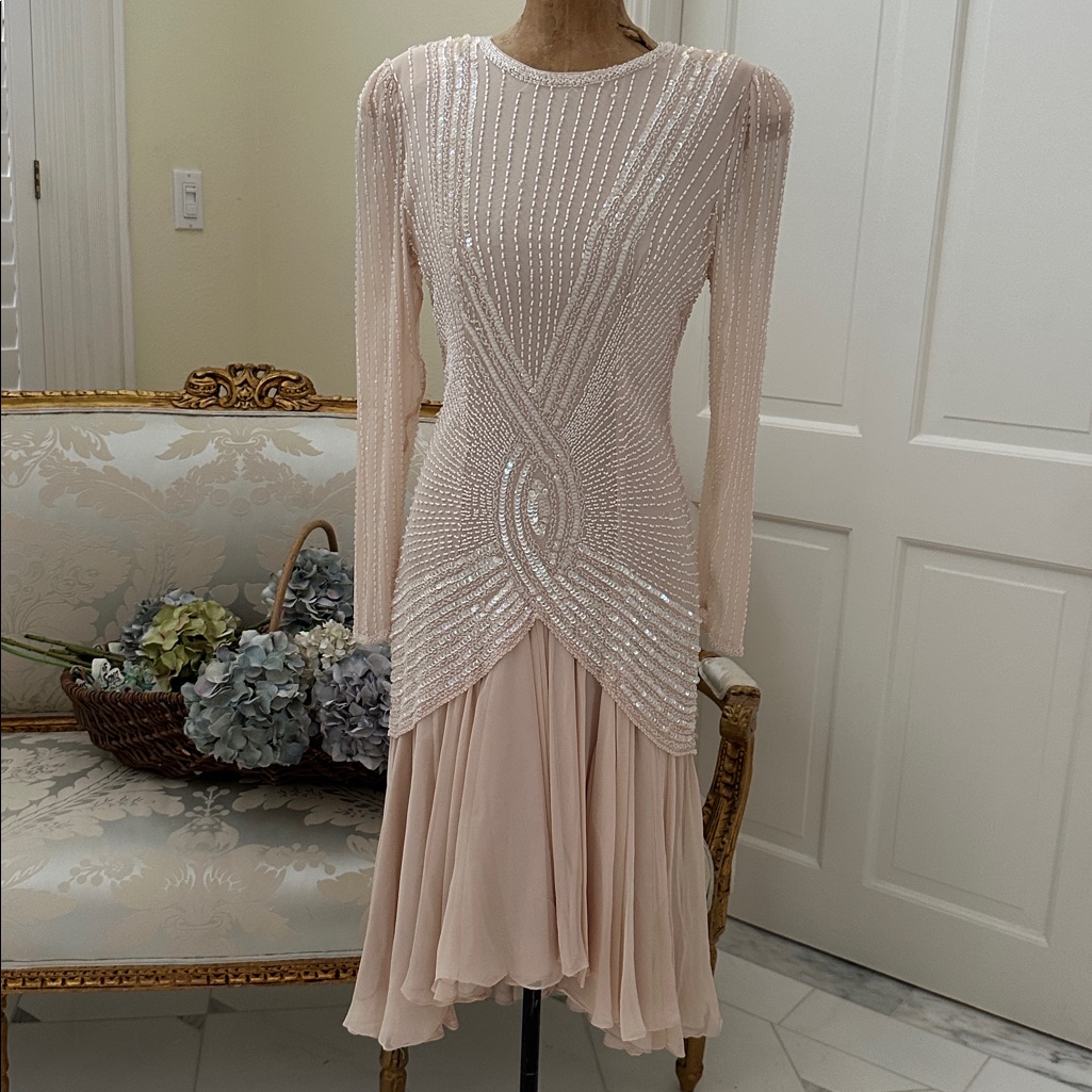 Pretty In Pink, Blush Formal Dress Heavily Beaded Size Small